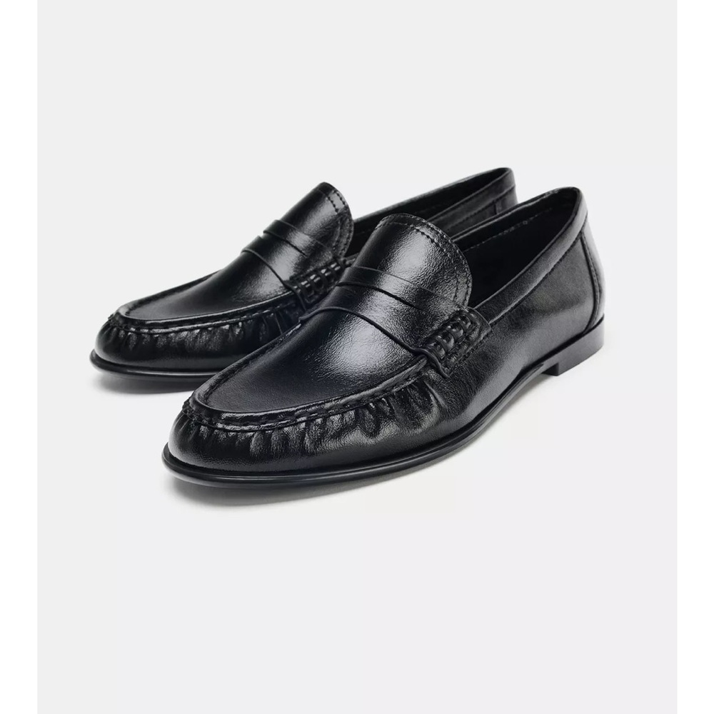 Never Worn/NWT Zara Soft Ruched Black Loafers